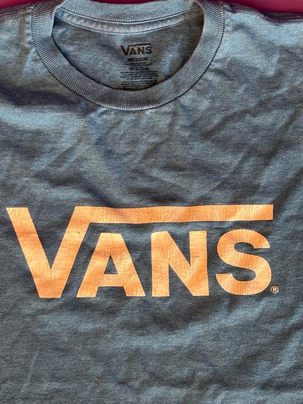 Vans Logo Graphic T-Shirt Medium Heather Blue
